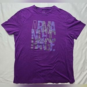 Armani Exchange Purple Short Sleeve "BIG SCATTERERD LOGO" Tshirt Size Large